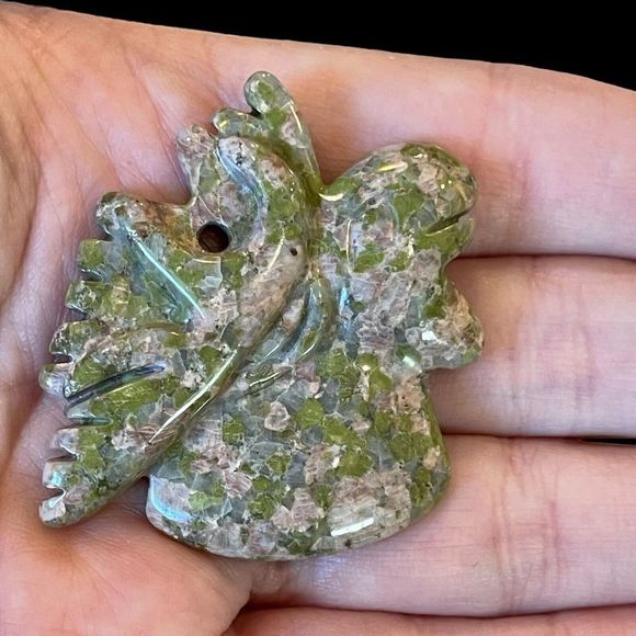 Unakite Jasper Natural Emotional Healing Stone Moose Pendant Chakra Clearing - Picture 2 of 4